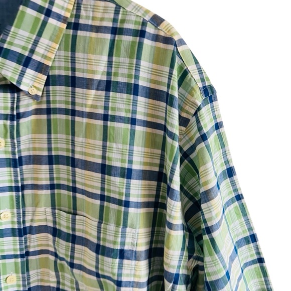 Izod Seaside Green Plaid Button Uo Long Sleeve Shirt - Picture 3 of 5
